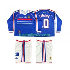 Fußballtrikots Frankreich ZINANE 10 Retro Kinder Heim Trikotsatz 1998 Langarm